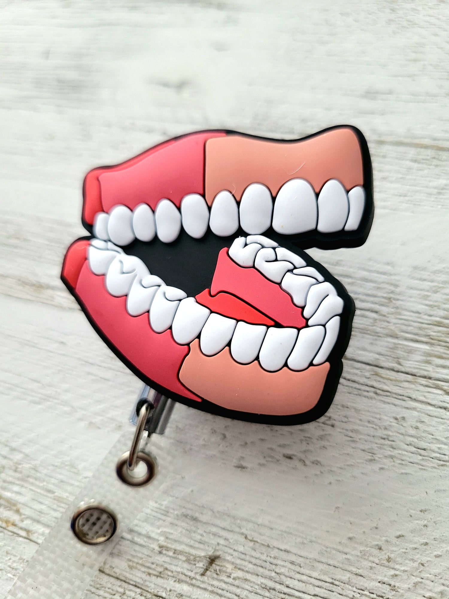 Gag Teeth Retractable Badge Reel