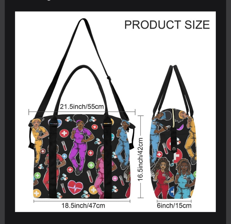 Black Healthcare Cuties Zipper Tote