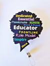 Black Educator Retractable Badge Reel Silhouette