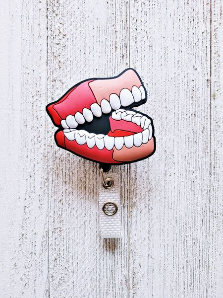 Gag Teeth Retractable Badge Reel